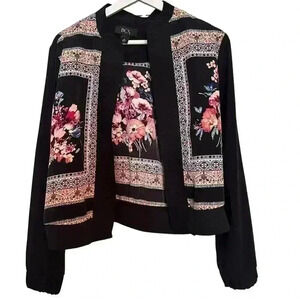 BCX Women's Black Floral Jacket